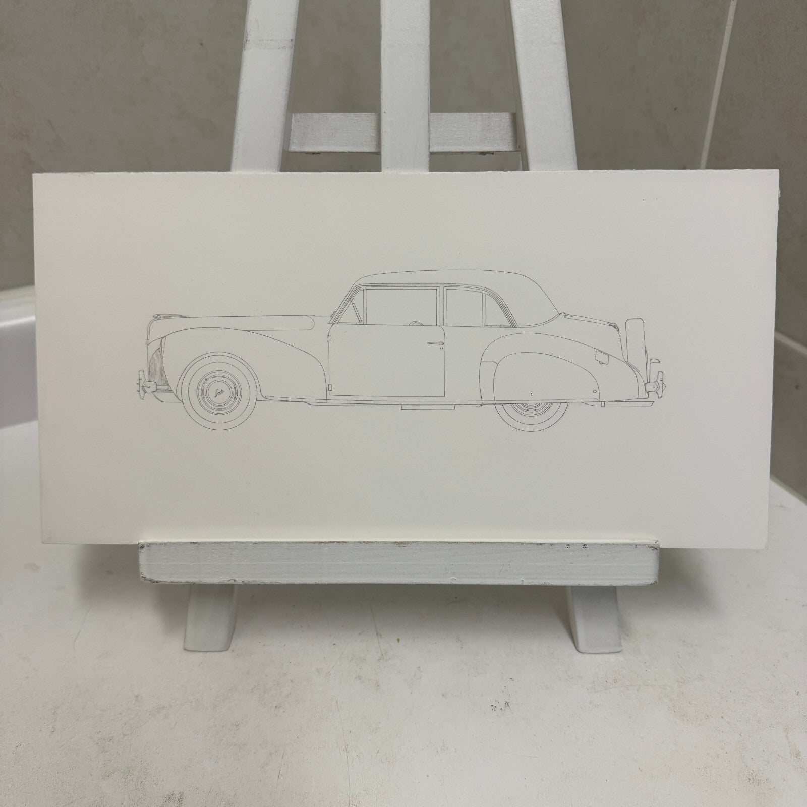 1940 Lincoln Continental Club Coupe Car Illustration Art Drawing Hand Drawn