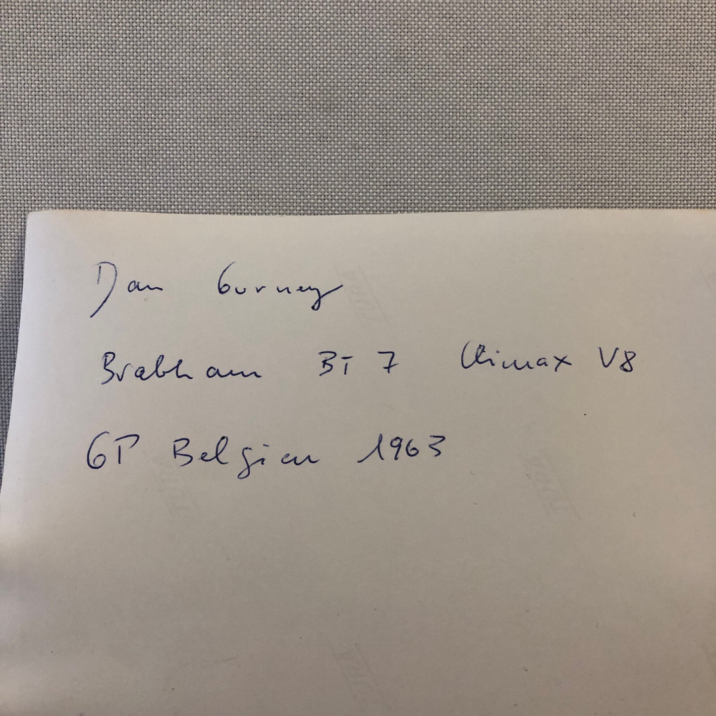 Racing Photo Photograph Dan Gurney 1963 Belgian Grand Prix Brabham BT7 Climax