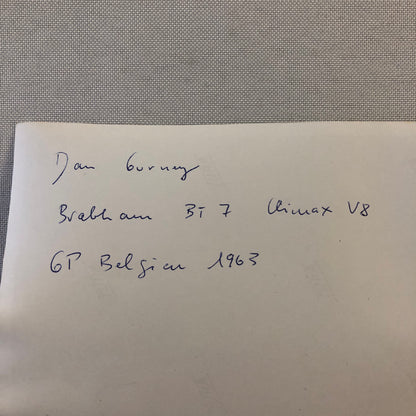 Racing Photo Photograph Dan Gurney 1963 Belgian Grand Prix Brabham BT7 Climax