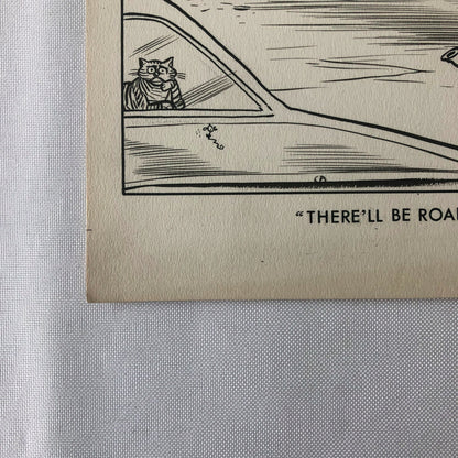 Vintage 1960s Newspaper Comic Illustration Art Police Drunk Driver Toronto 