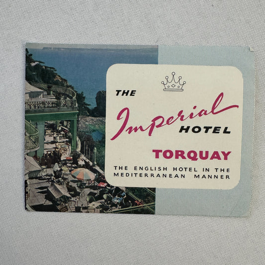 Vintage Hotel Travel Luggage Label The Imperial Hotel Torquay UK British English