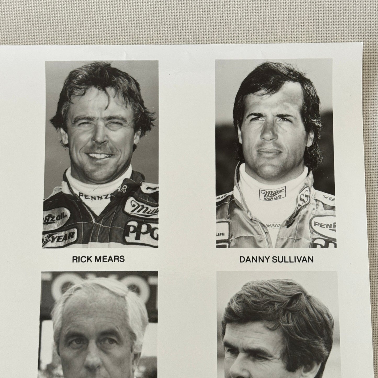 Racing Driver Press Photo Photograph Rick Mears Danny Sullivan Al Unser Penske