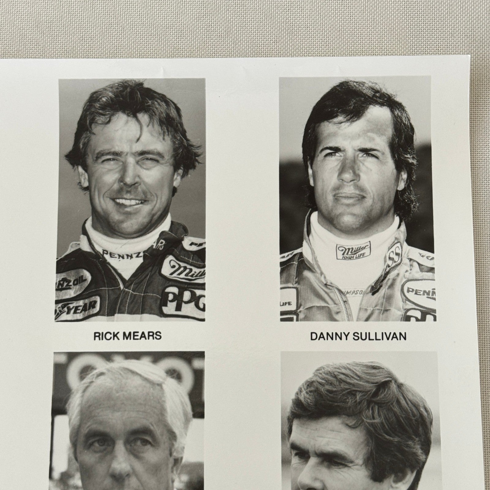 Racing Driver Press Photo Photograph Rick Mears Danny Sullivan Al Unser Penske