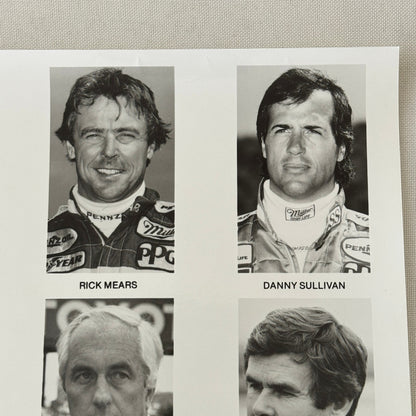 Racing Driver Press Photo Photograph Rick Mears Danny Sullivan Al Unser Penske