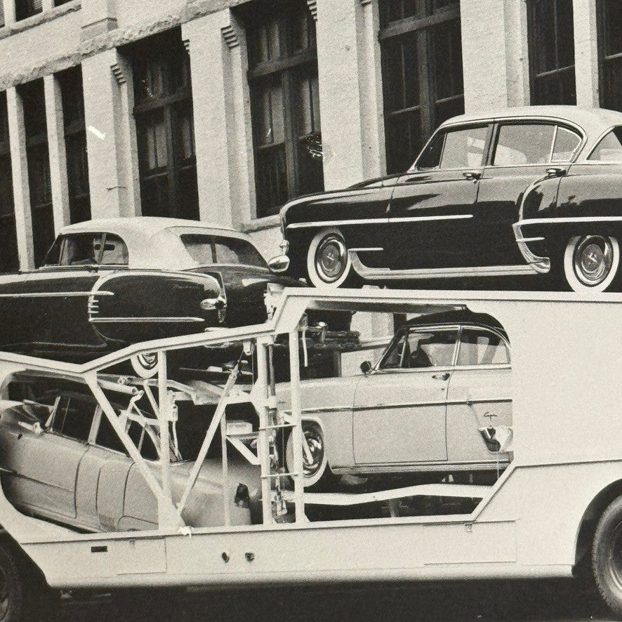 Vintage 1954 Fruehauf Car Trailer Truck Photo Cadillac Packard Modern Print