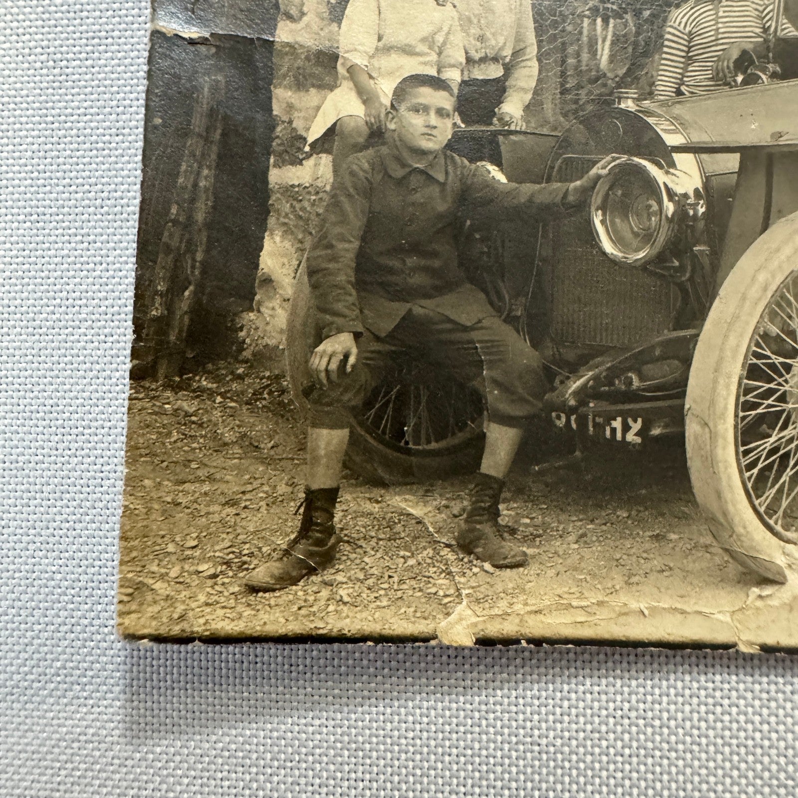 Antique Photo Photograph Print People with Automobile Car