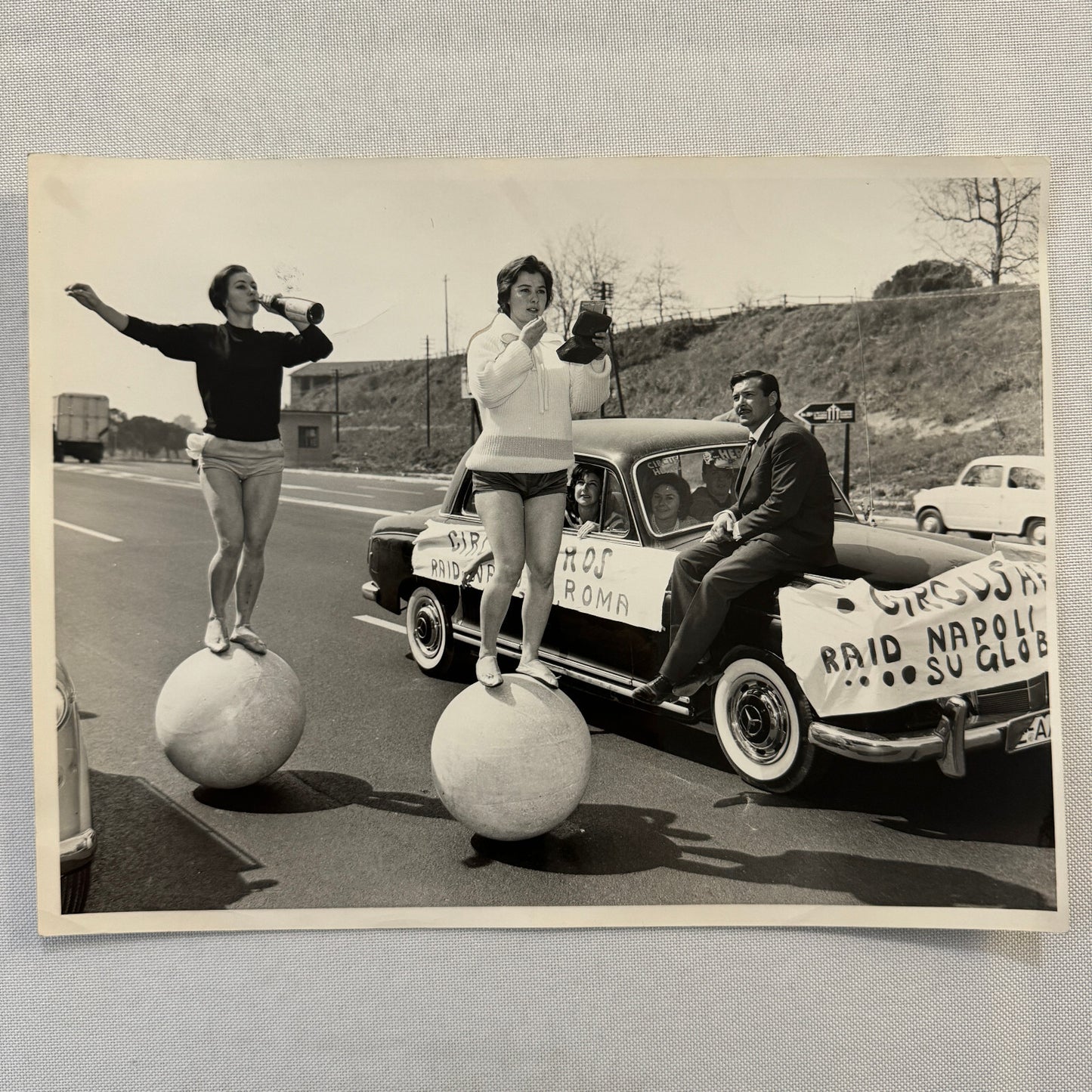 Vintage Italian Circus Act Press Photo Photograph Beautiful Women Balancing Act