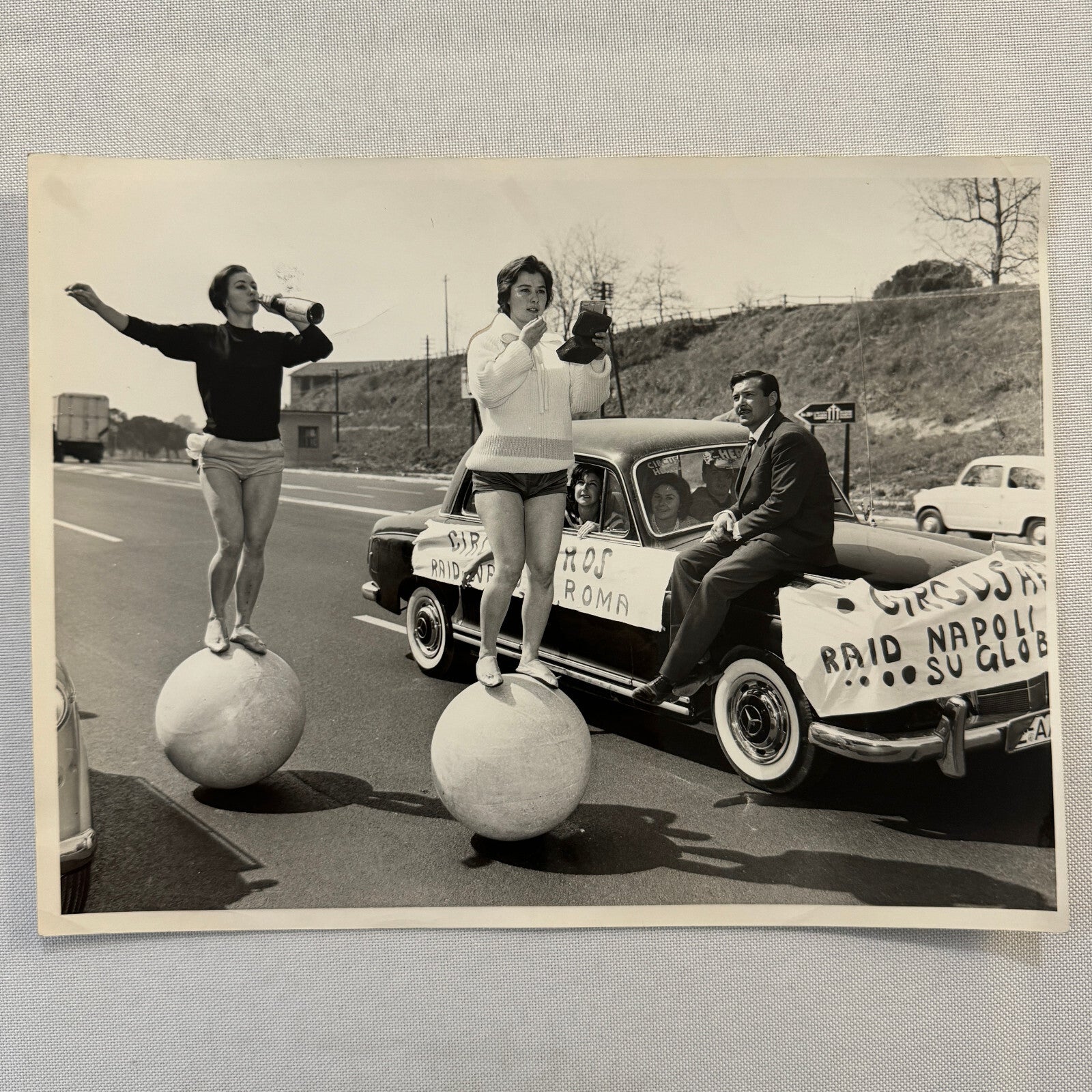 Vintage Italian Circus Act Press Photo Photograph Beautiful Women Balancing Act