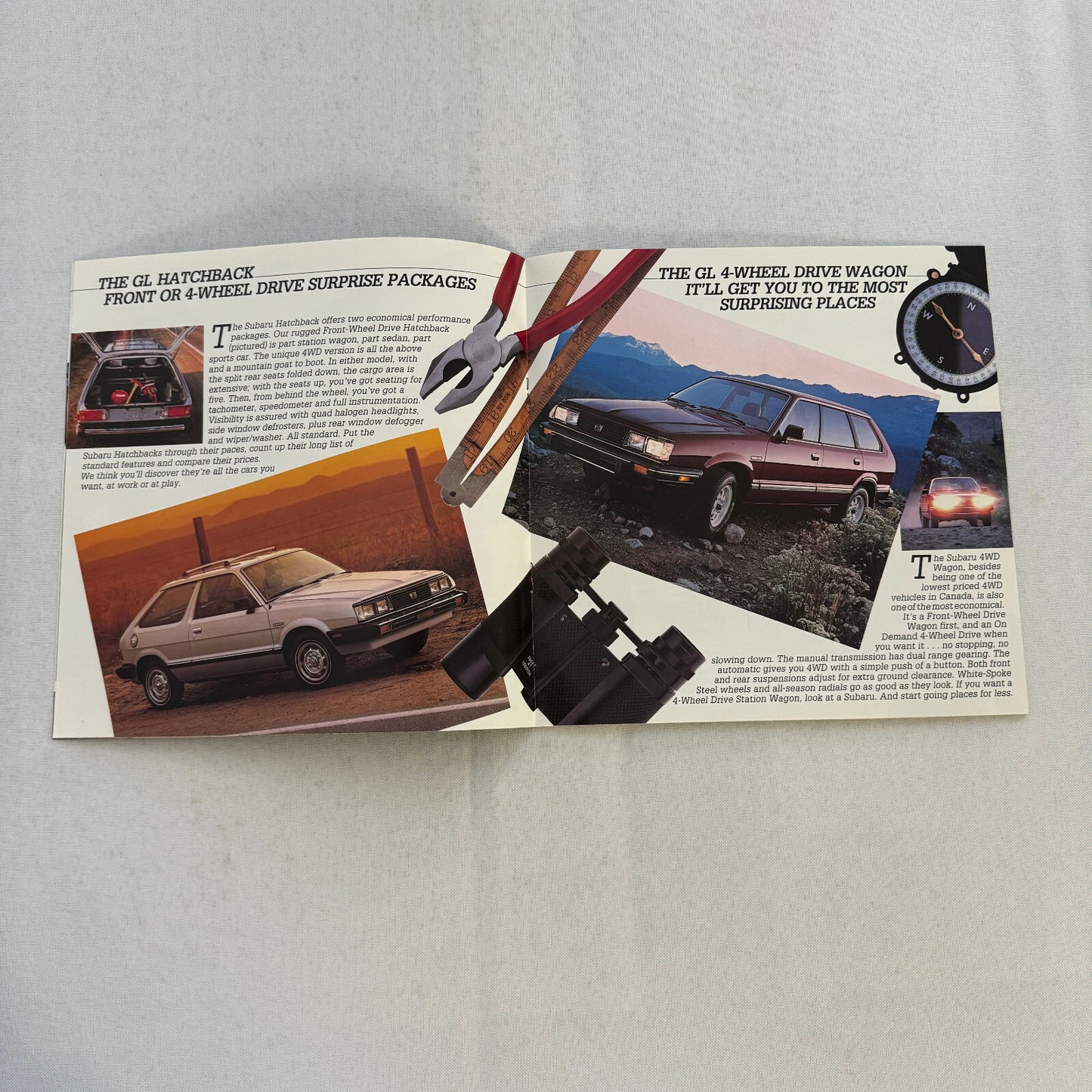 Subaru Car Sales Brochure GL Hatchback GLF Hardtop Station Wagon Vintage
