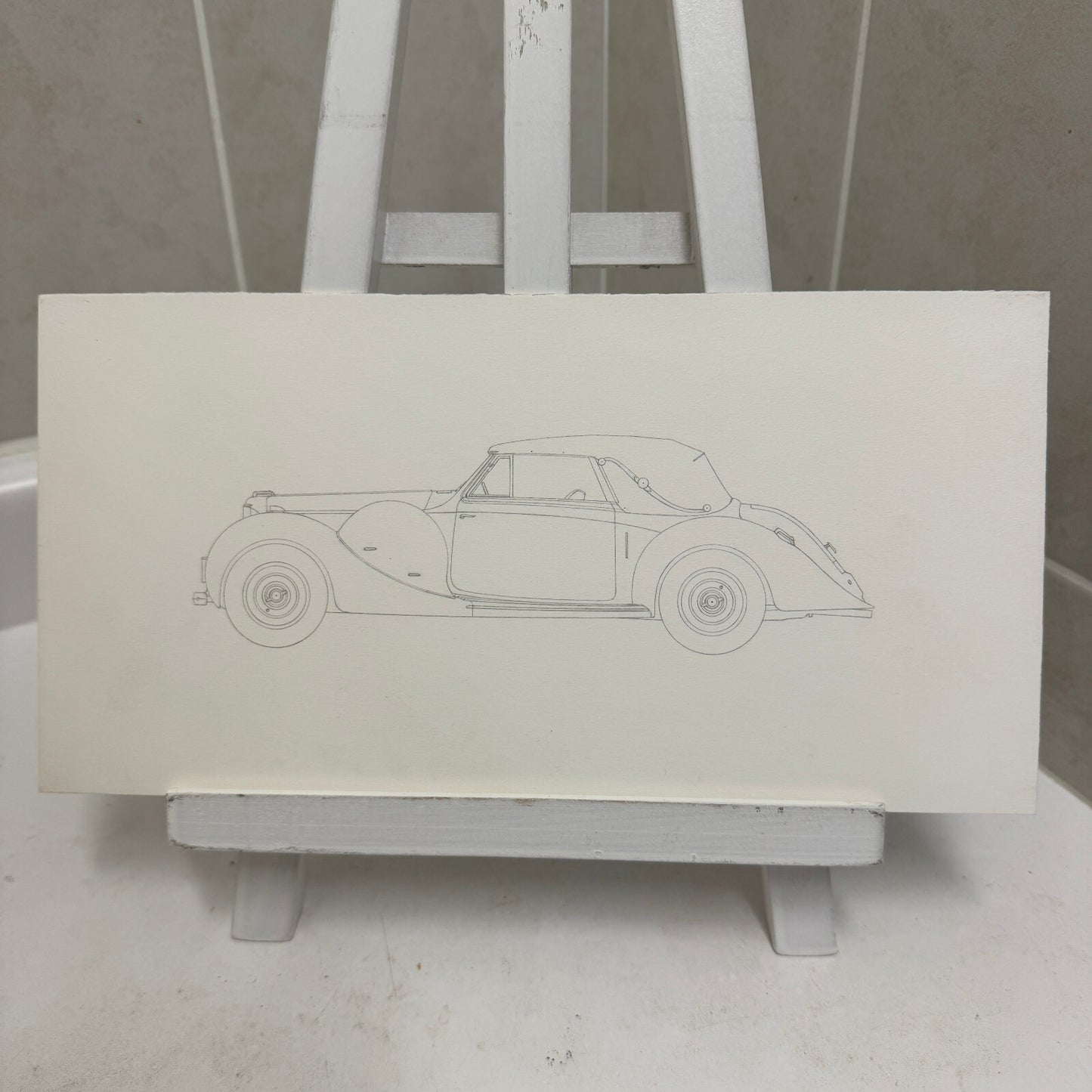 1938 Lagonda LG6 Drophead Coupe Car Illustration Art Drawing Hand Drawn