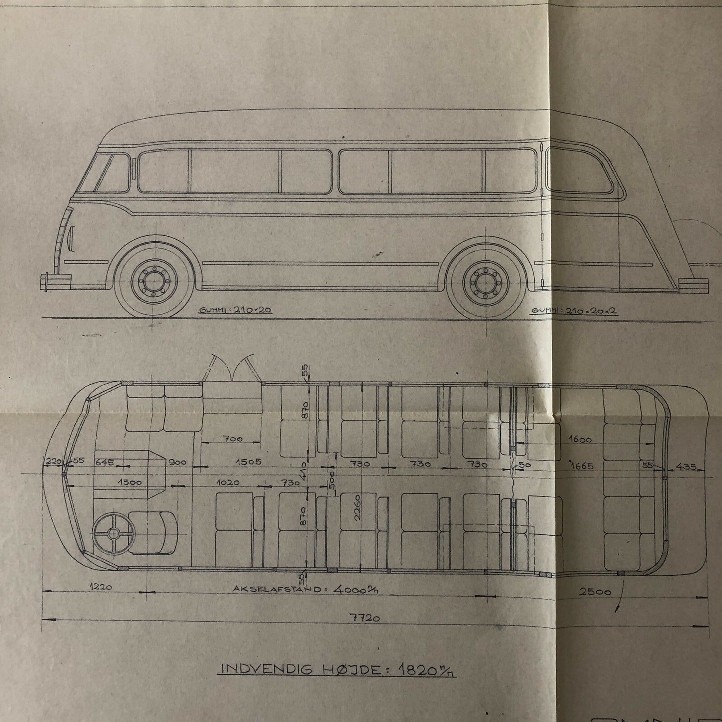 1935 Coachbuilder Bus Design Blueprint Rendering Blue Print Coach Bus Truck