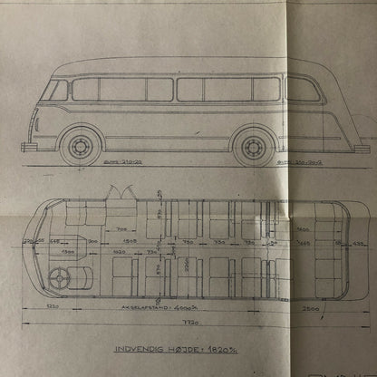 1935 Coachbuilder Bus Design Blueprint Rendering Blue Print Coach Bus Truck