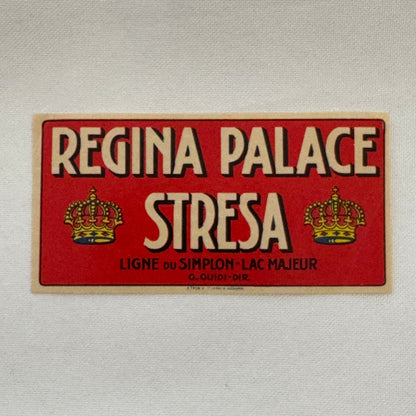 Vintage Travel Luggage Label Hotel Regina Palace Stresa Ligne du Simplon