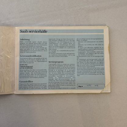 1988 Saab 900 Owners Manual Book Pouch Sedan Convertible Vintage Car SWEDISH