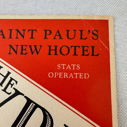Vintage Hotel Travel Luggage Label The Lowry Hotel St Paul