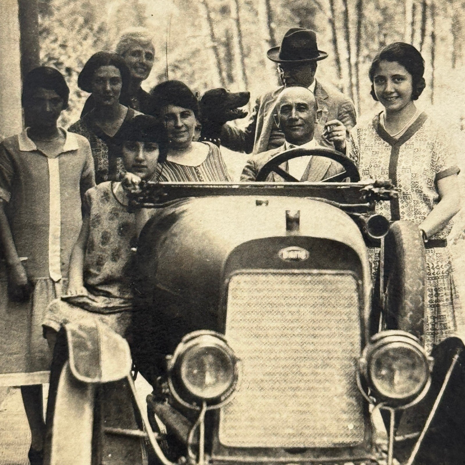 Vintage Photograph Photograph Print People in Early Automobile Antique