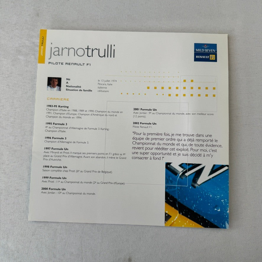 2002 Renault Mild Seven F1 Formula One Team Press Kit Brochure CD