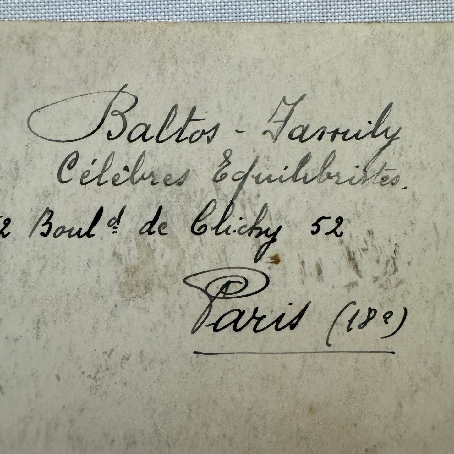 Vintage Circus Balancing Acrobat Act Photo Photograph Baltos Family Paris France