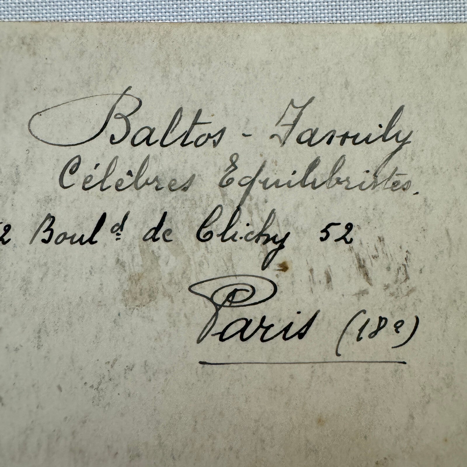 Vintage Circus Balancing Acrobat Act Photo Photograph Baltos Family Paris France