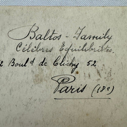 Vintage Circus Balancing Acrobat Act Photo Photograph Baltos Family Paris France