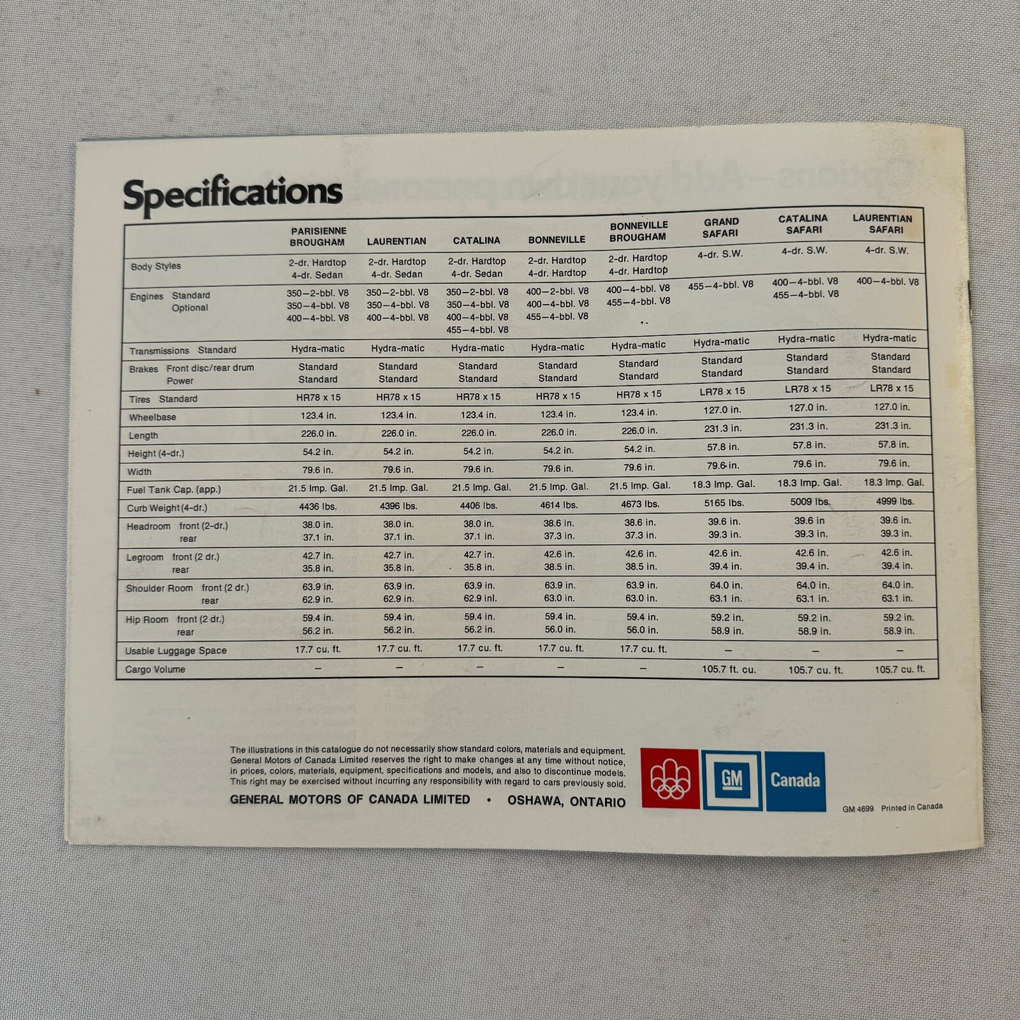 1976 Pontiac Sales Brochure Catalog Parisienne Laurentian Catalina Bonneville +