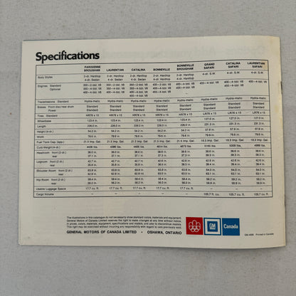 1976 Pontiac Sales Brochure Catalog Parisienne Laurentian Catalina Bonneville +