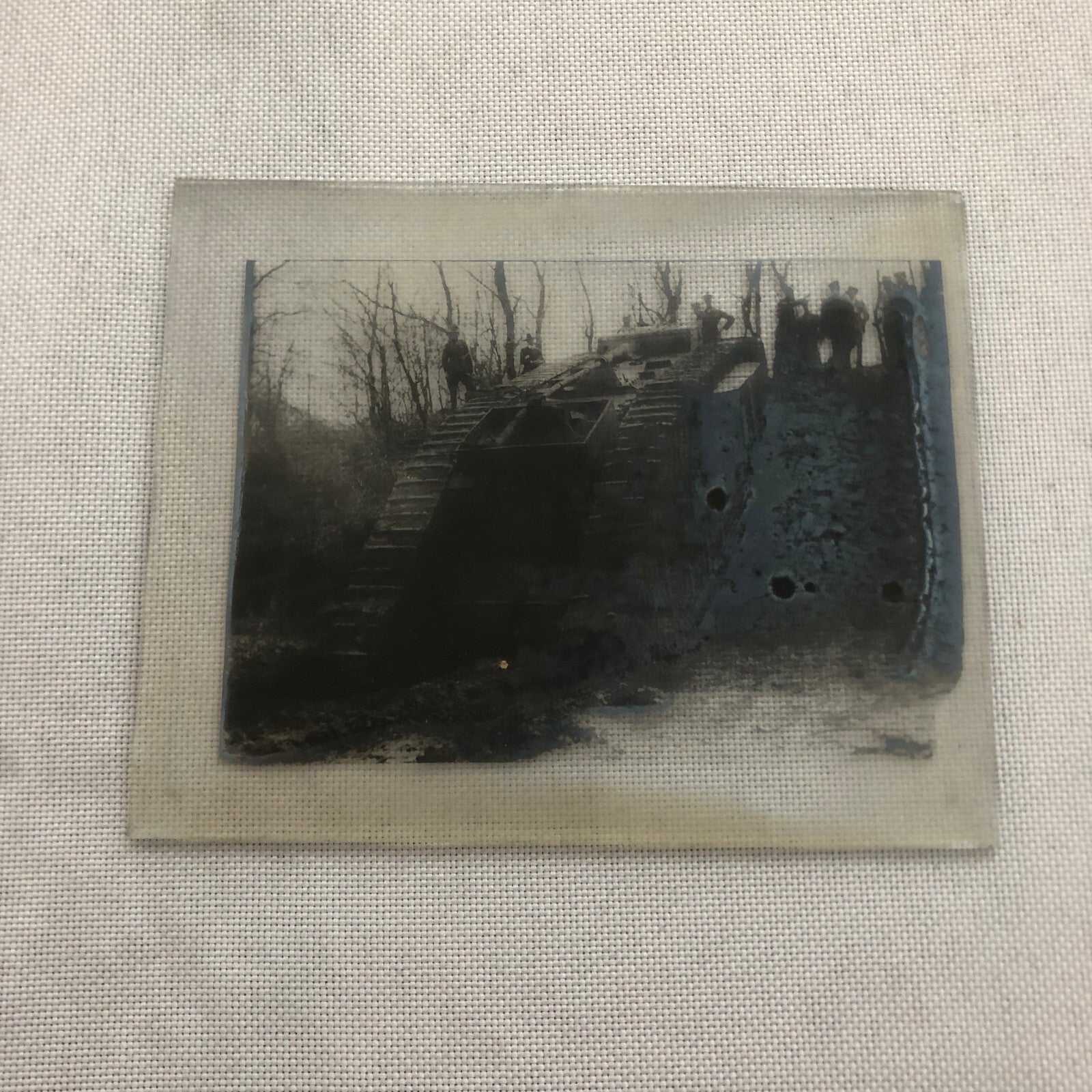 Early Military Tank WW1 World War 1 Glass Plate Lantern Slide