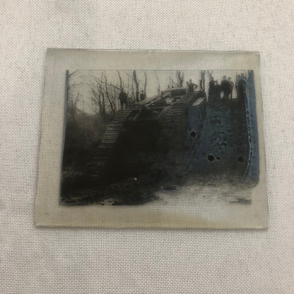 Early Military Tank WW1 World War 1 Glass Plate Lantern Slide