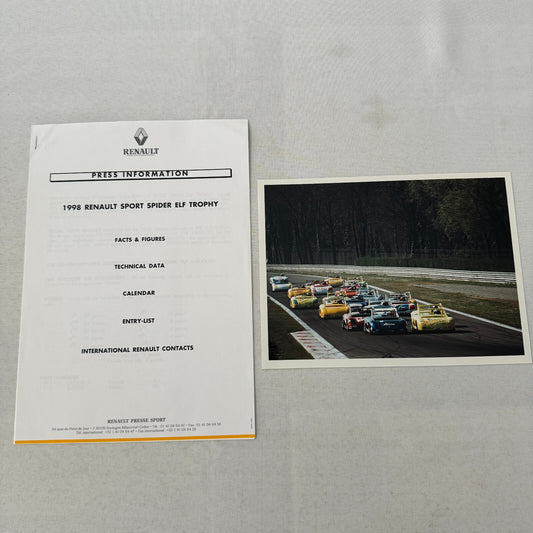 1998 Renault Sport Press Kit Spider ELF Trophy Racing Photos Documents