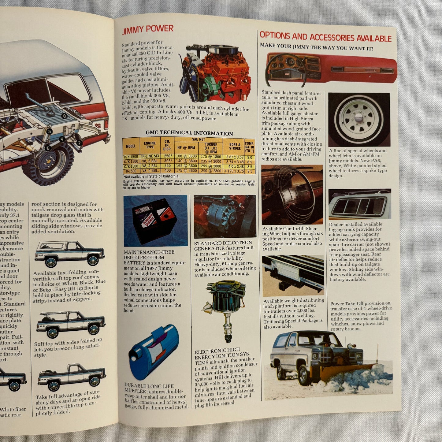 GMC Jimmy Truck Sales Brochure Catalog 4 Wheel Drive 2 Wheel Drive Vintage