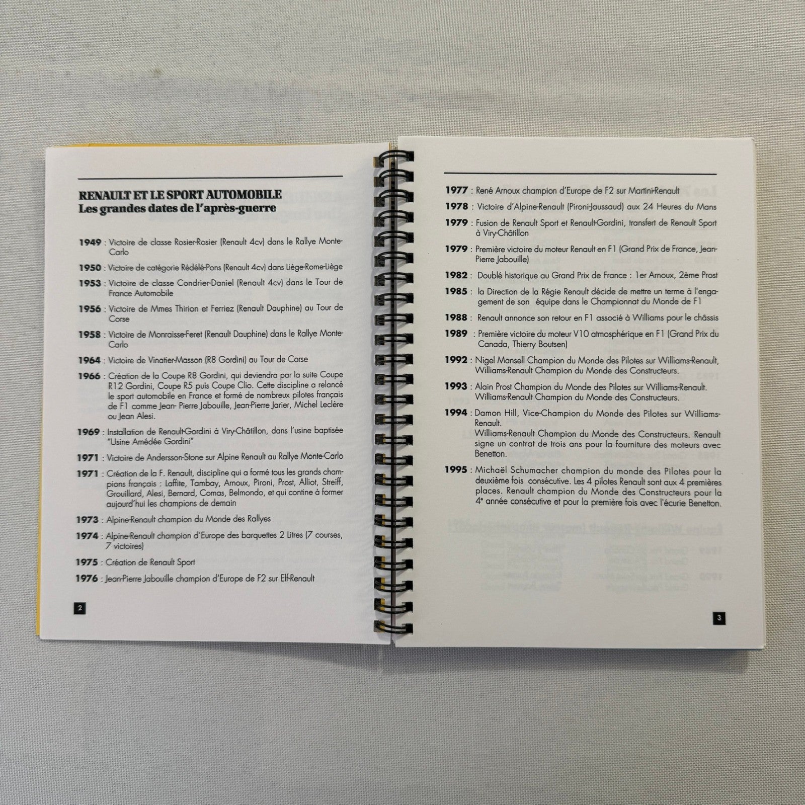 Renault Formula One F1 Racing Championship Press Brochure FRENCH 1992 - 1995