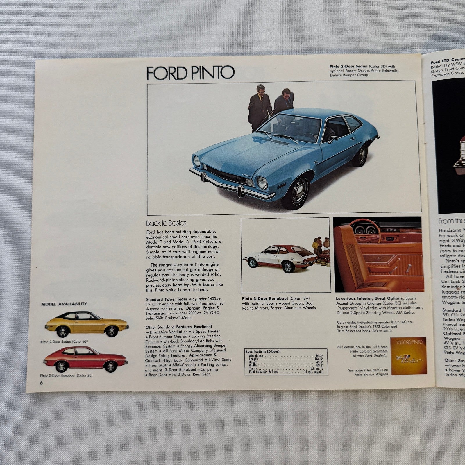 1973 Ford Sales Brochure Galaxie Torino Pinto Mustang Maverick Thunderbird Wagon