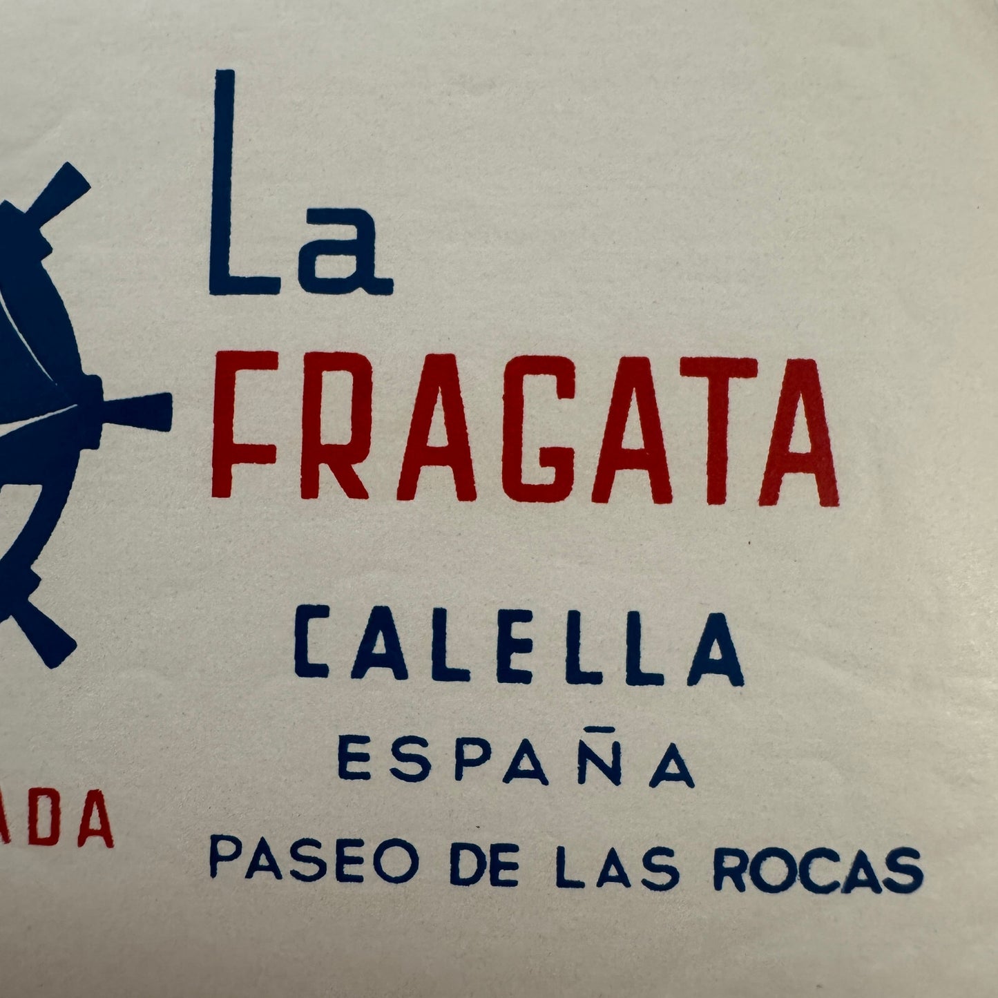 Vintage Spanish Hotel Label Spain Hotel La Fragata Costa Dorada
