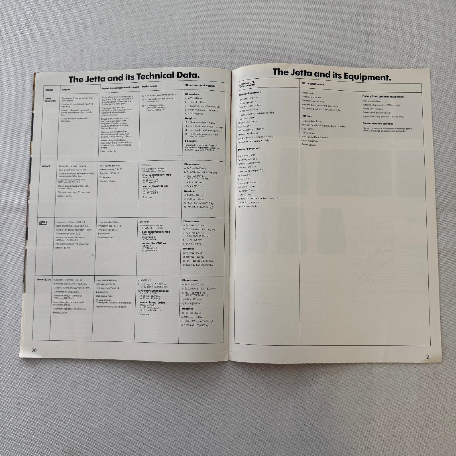 1982 Volkswagen Jetta Sales Brochure Catalog Advertising VW Jetta