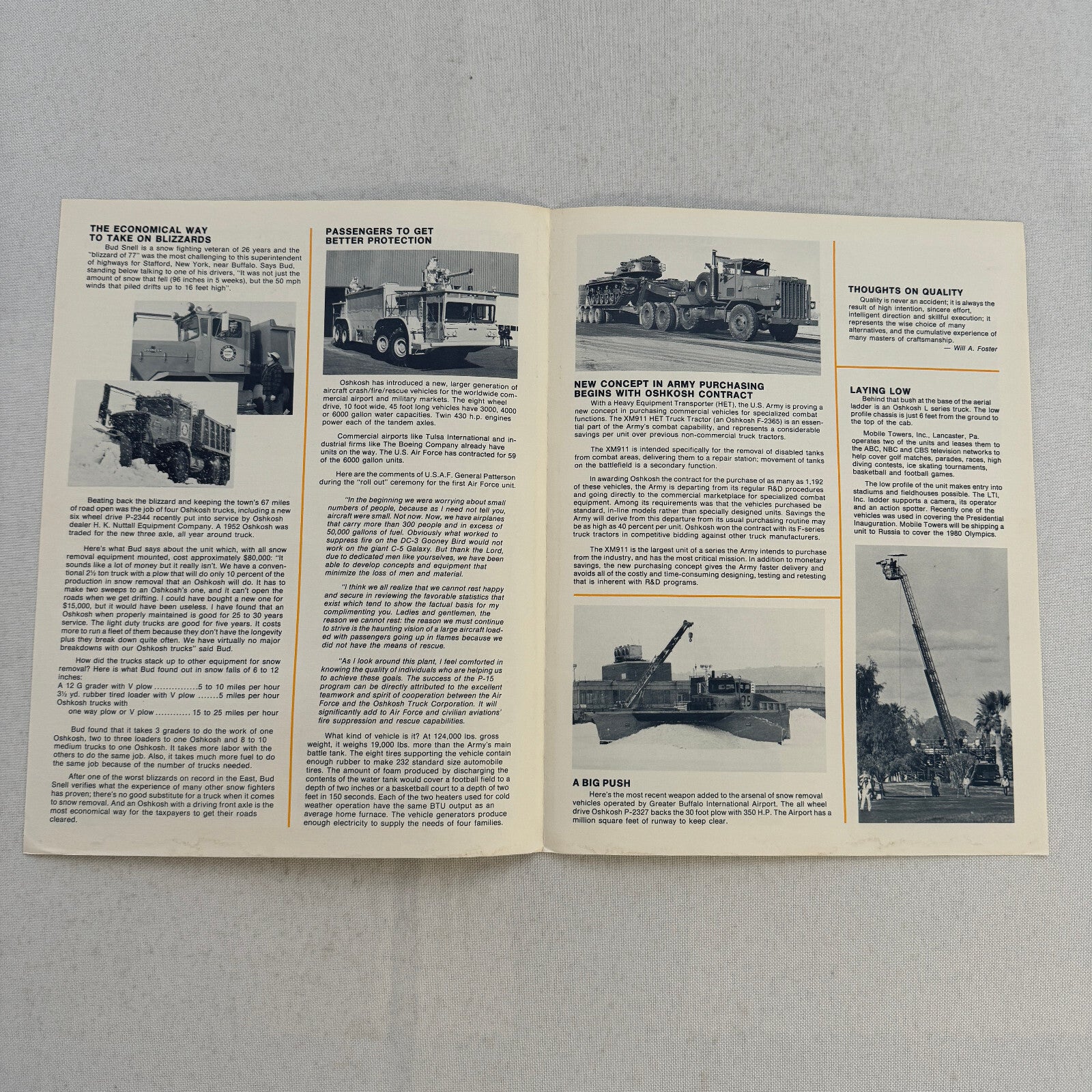 Oshkosh Truck Factory Newsletter Brochure Airport Crash Truck Army Cement Mixer