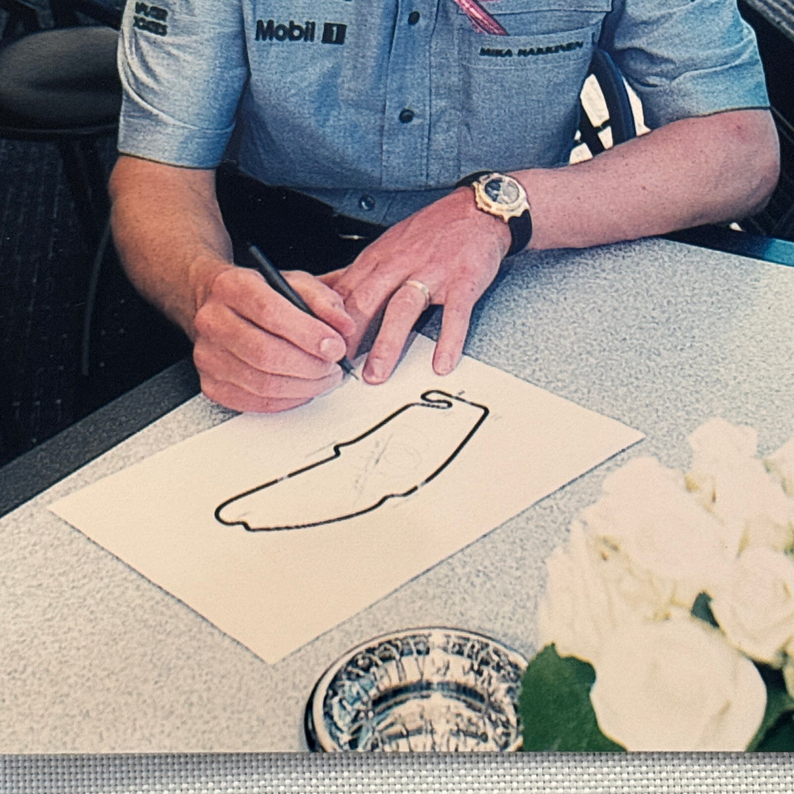 Mika Hakkinen Mercedes McLaren Racing Driver Photo Photograph Lot 2x Mobil Oil