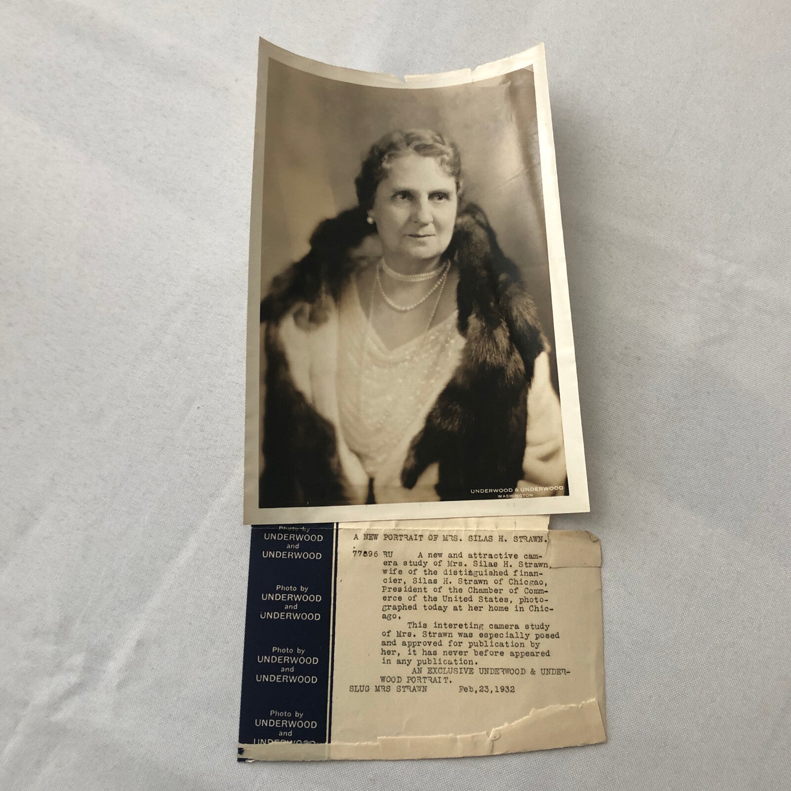 Press Photo Photograph Society Woman Mrs Silas H Strawn Financier 1932