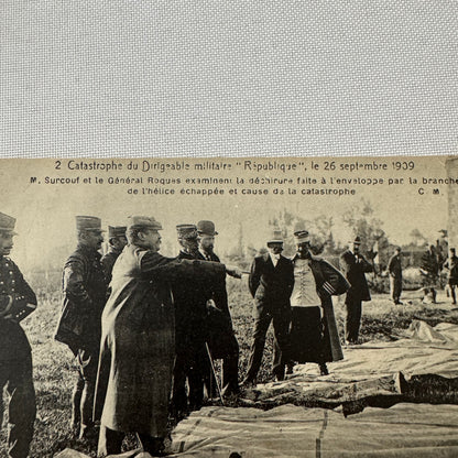 Vintage Zeppelin Airship Dirigible Postcard French Republique Military Disaster