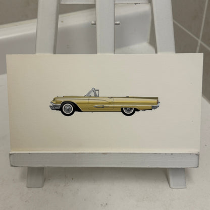 1959 Ford Thunderbird Convertible Car Illustration Art Drawing Vintage Miniature