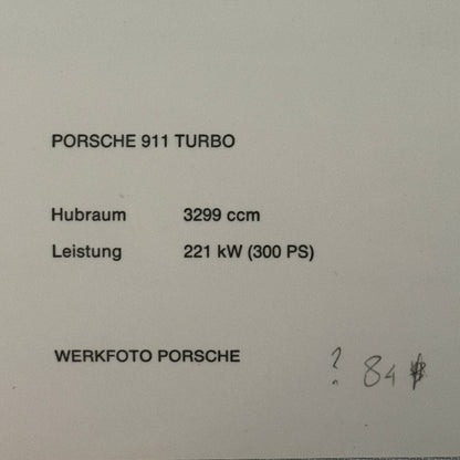 Porsche 911 Turbo Car Factory Press Photo Photograph Werkfoto German