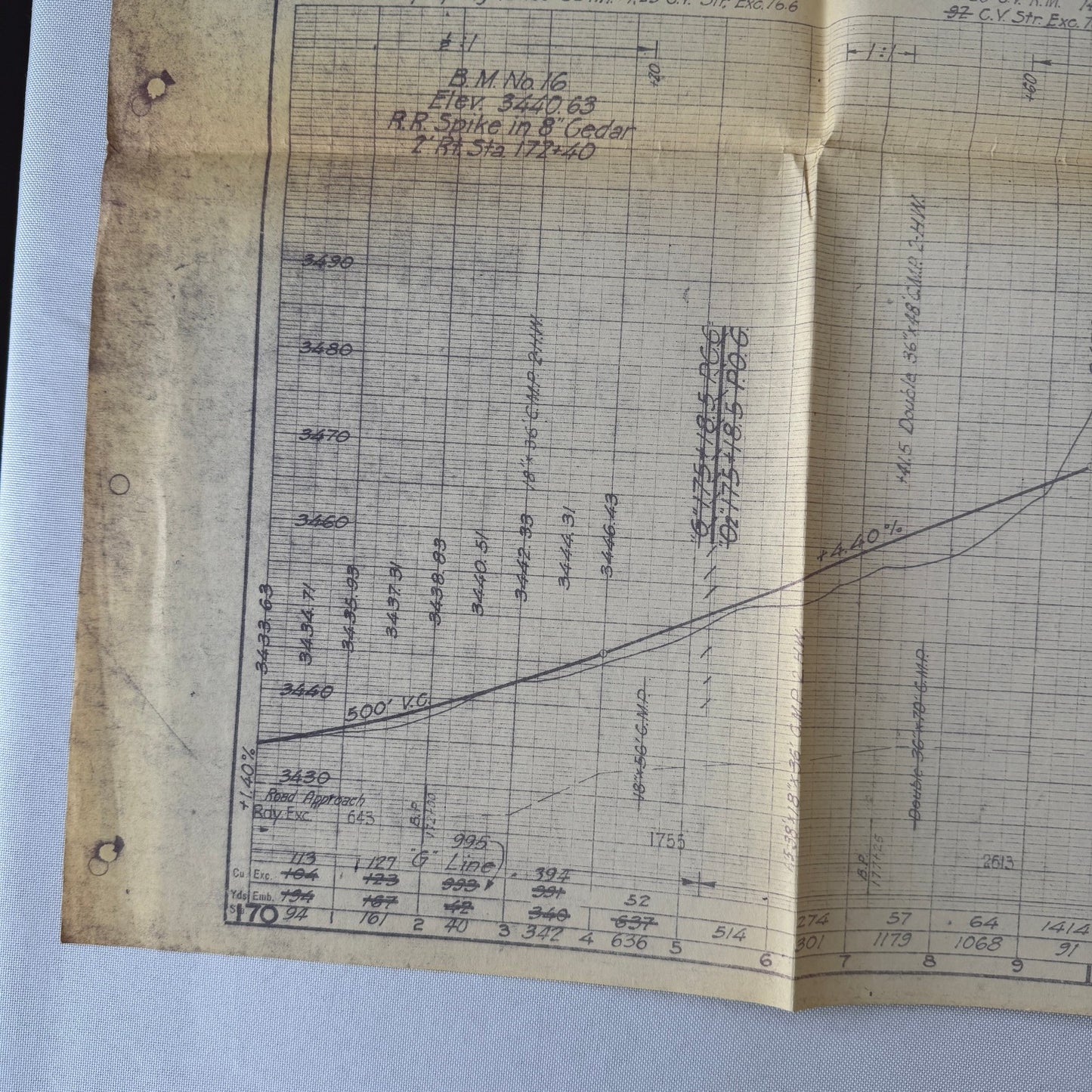 1931 California Highway Dept “As Built” Road Plan Map Blueprint T11N R14E MDB&M
