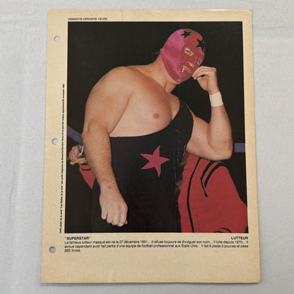 Vintage Wrestling Print Insert Masked Wrestler Superstar 1983