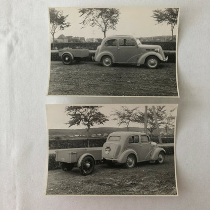 Vintage Ford Anglia Car with Trailer Photo Photograph Lot of 2 - Denmark ?