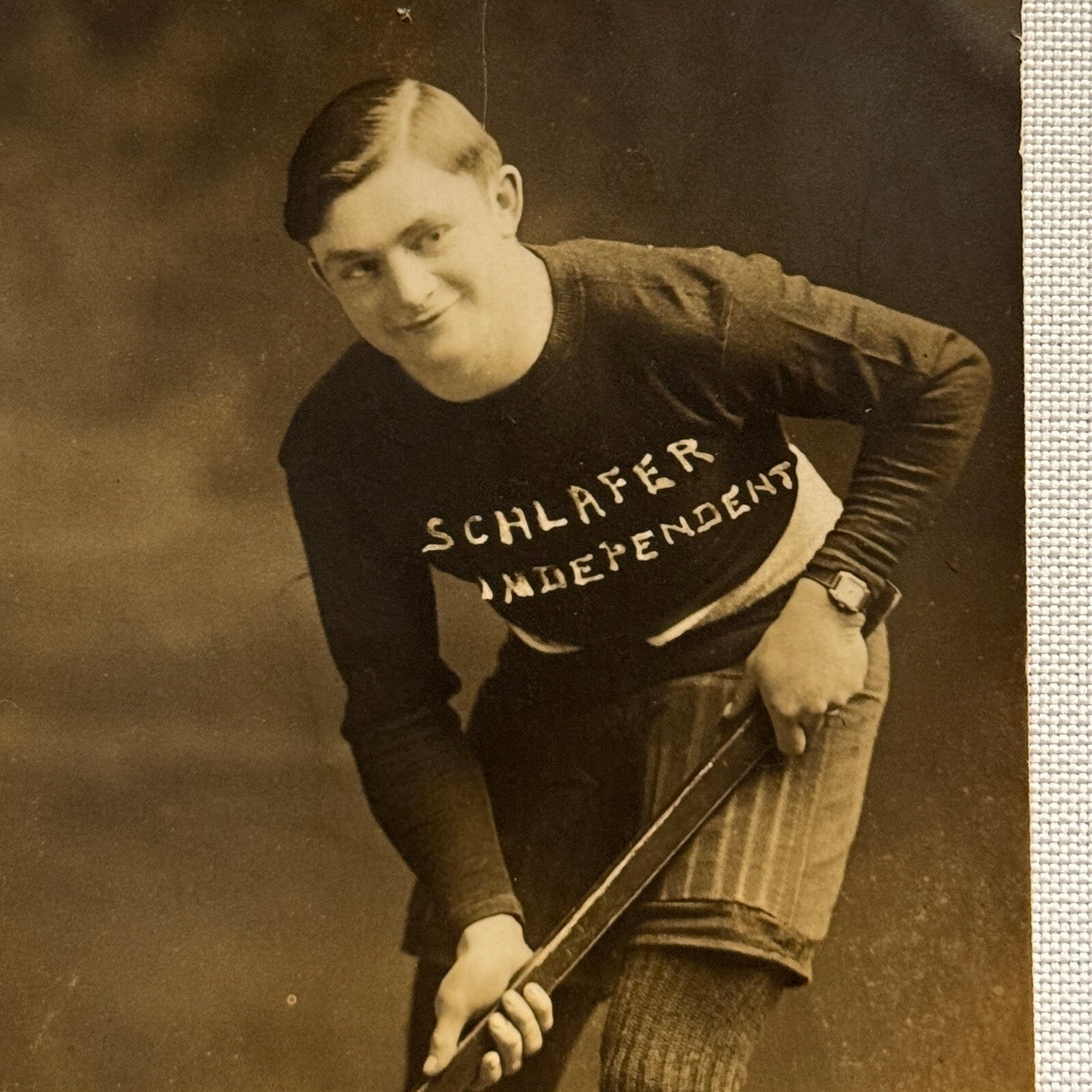 Hockey Player Antique Photo Photograph Young Amateur Vintage
