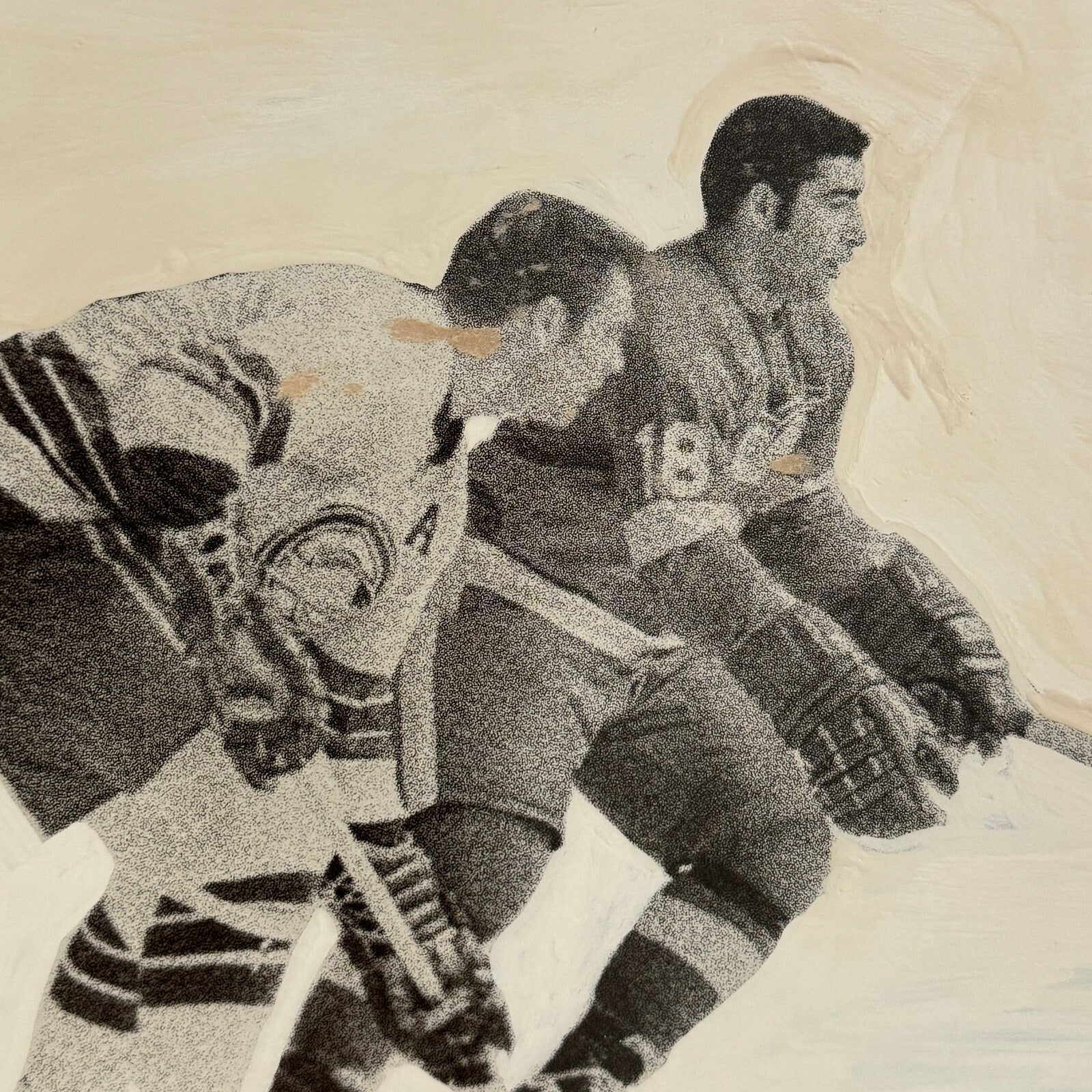 Vintage Hockey Photo Detroit Red Wings Player Unidentified Photograph