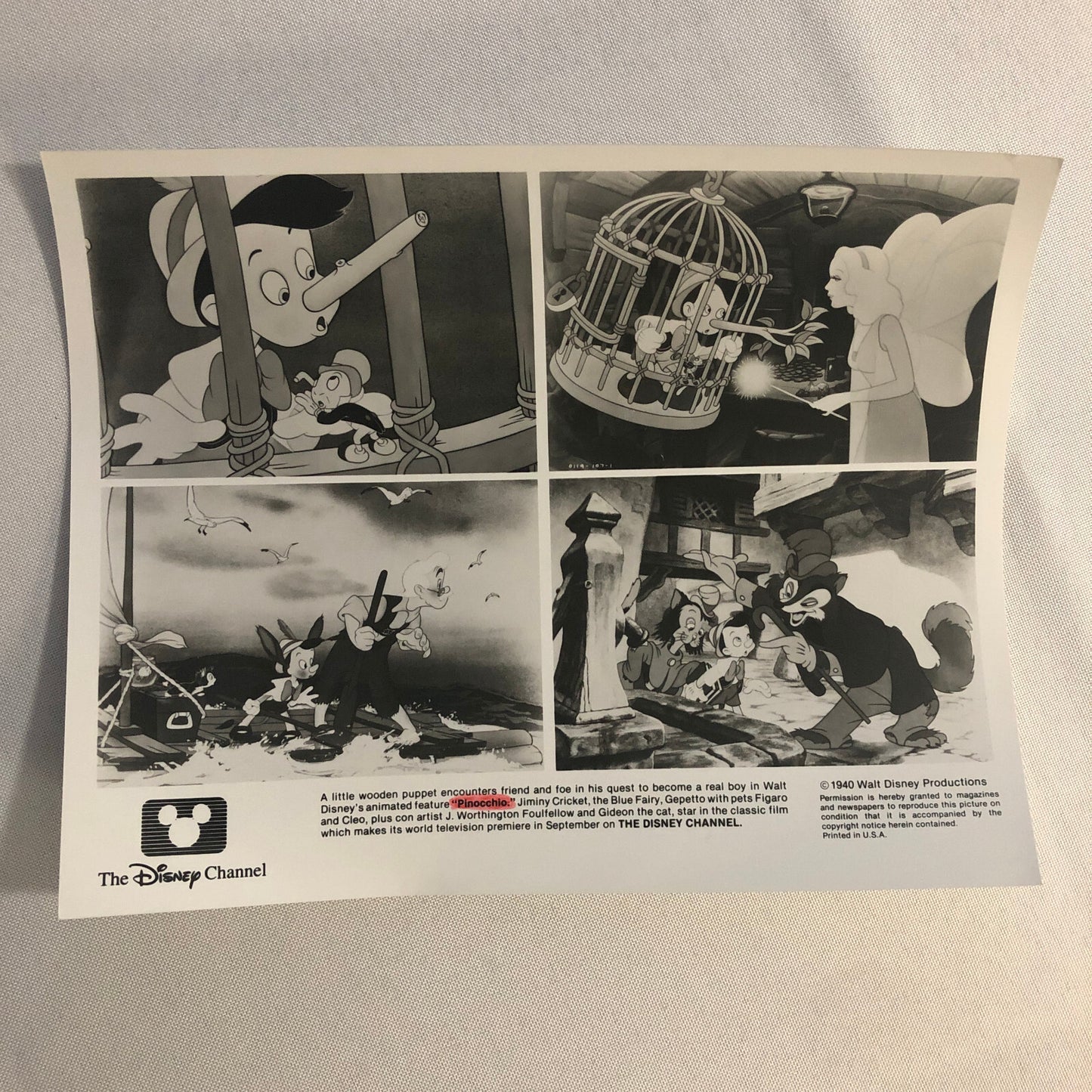 Disney Pinocchio Disney Channel Press Photo Photograph Print