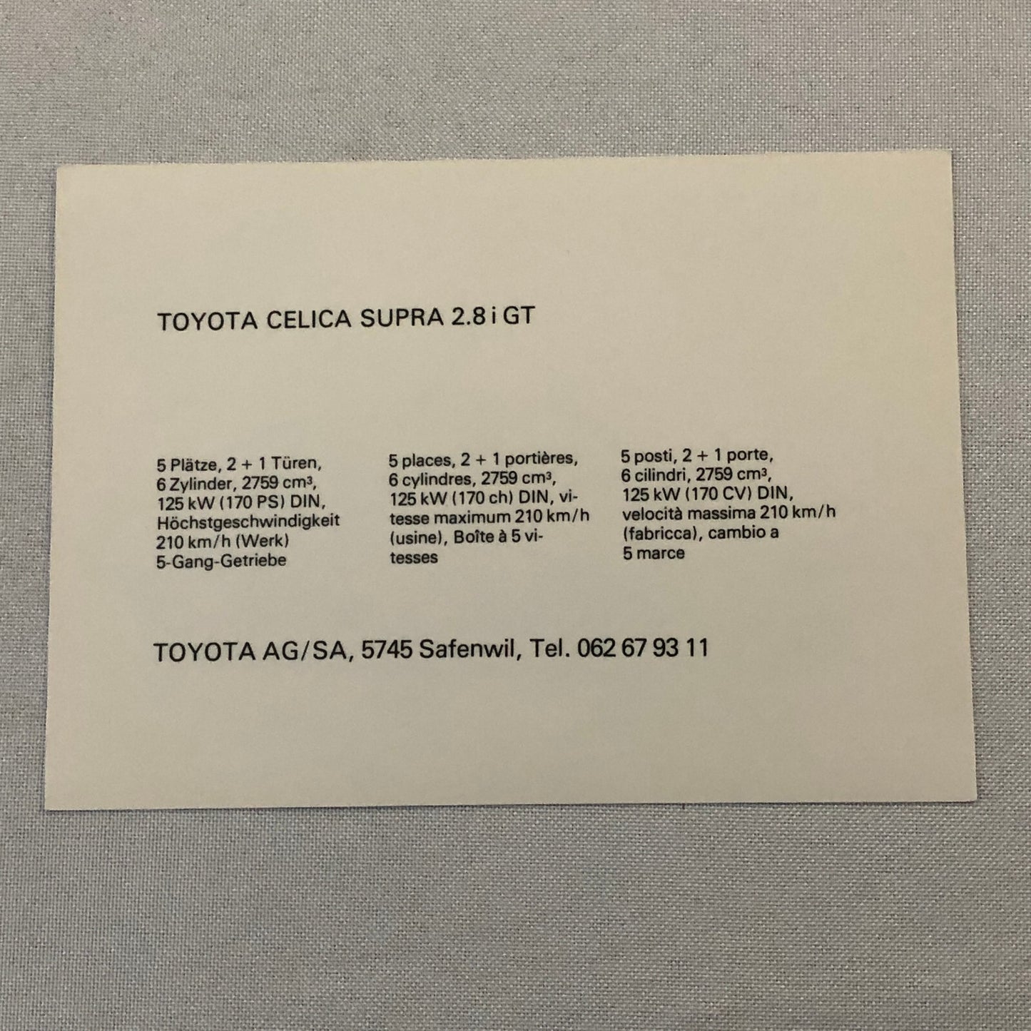 Toyota Celica Supra Turbo Car Factory Press Photo Photograph Print