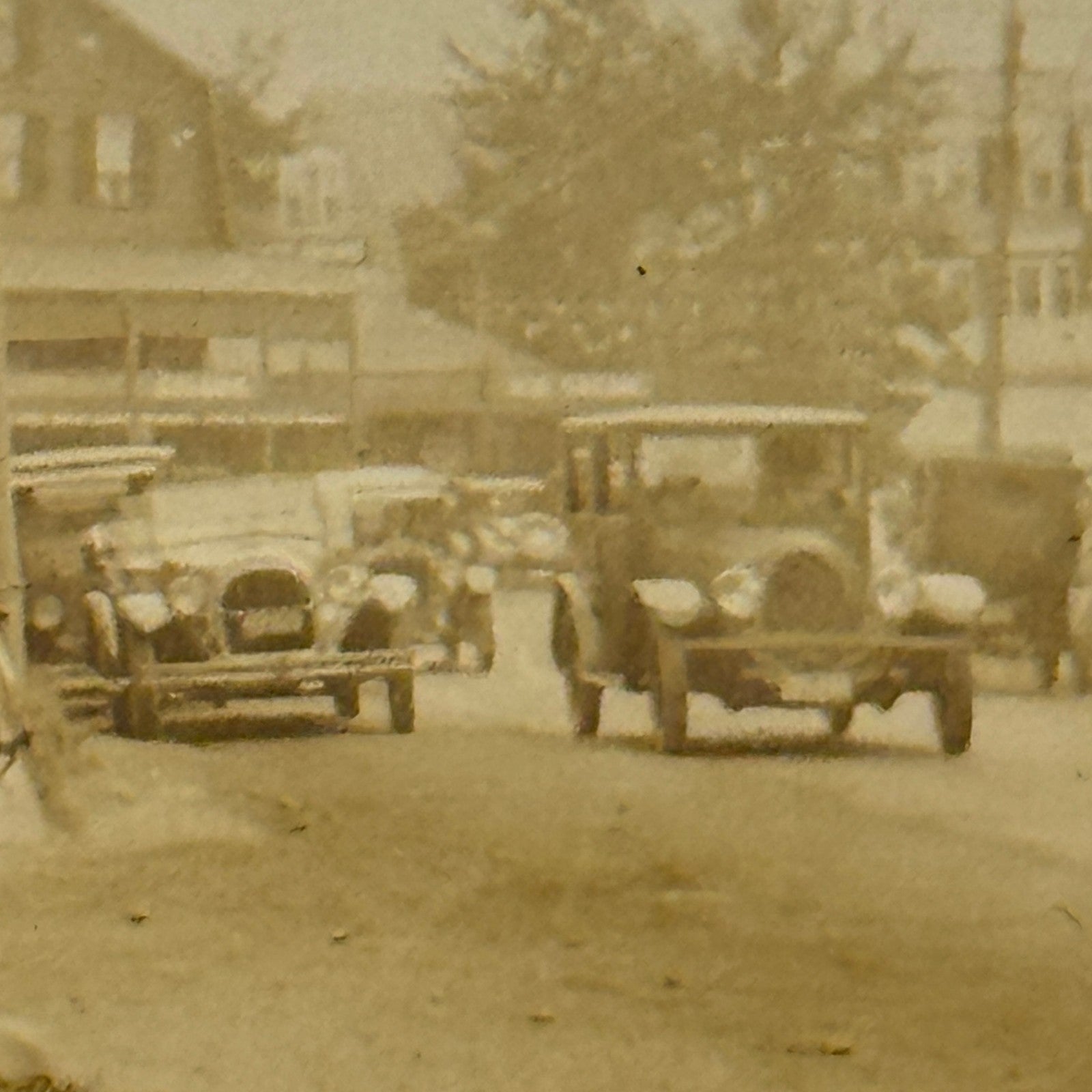 Vintage Car Photo Street Scene Automobile Building Snapshot Image