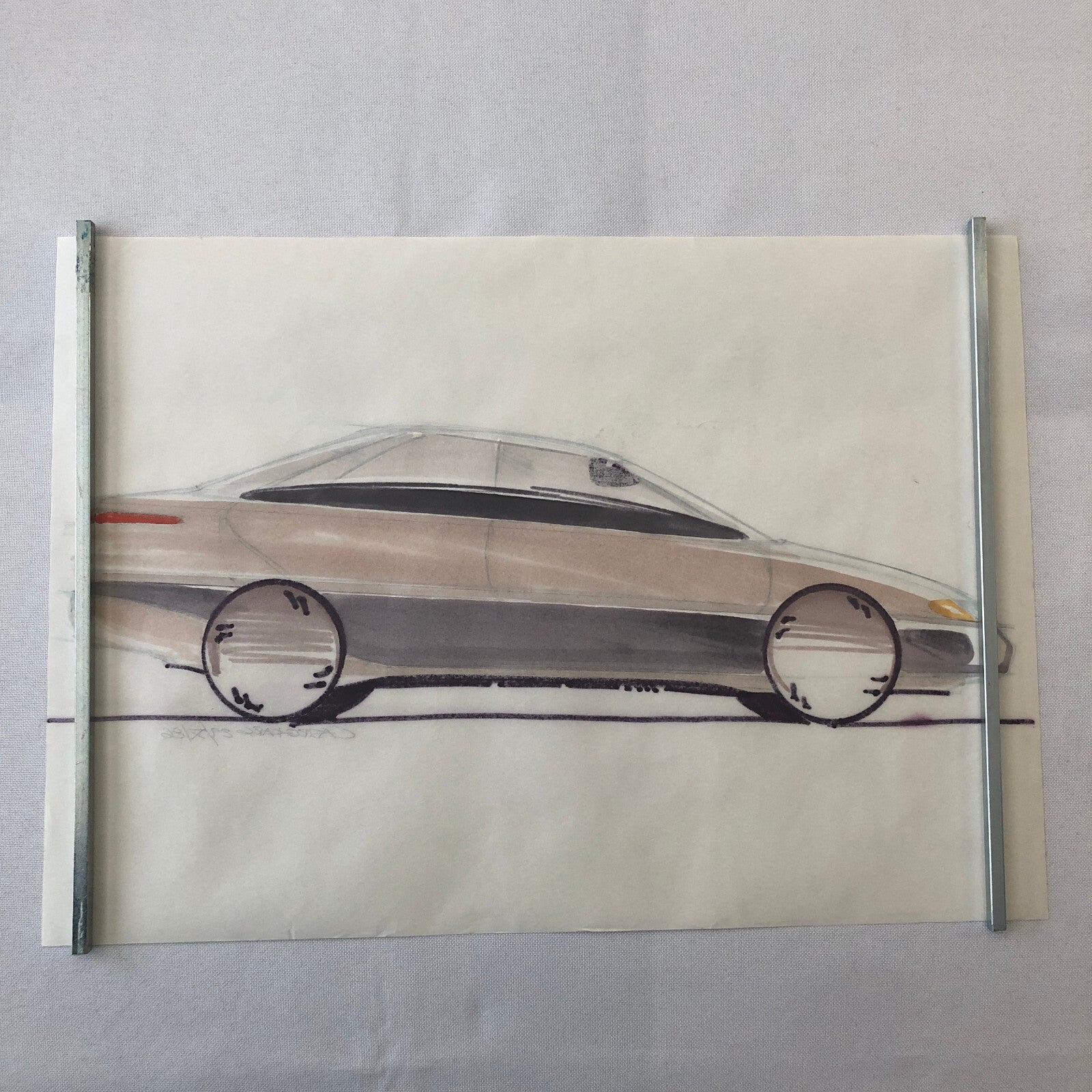 Car Styling Concept Illustration Art Drawing Sketch Vintage Signed 1986
