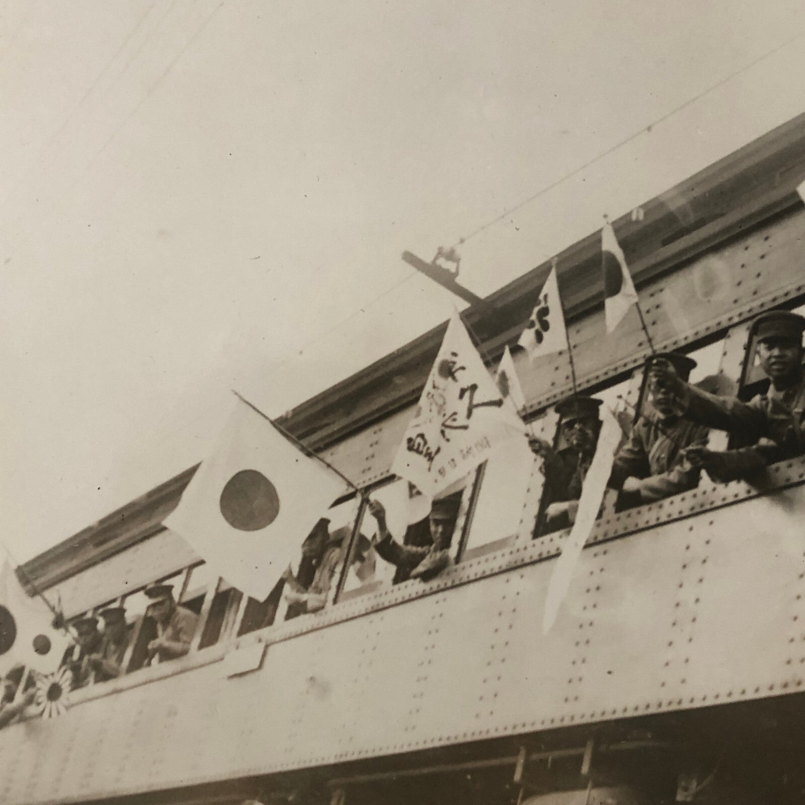 Press Photo Photograph Japanese Soldiers Leave for War Zone Manchuria Japan